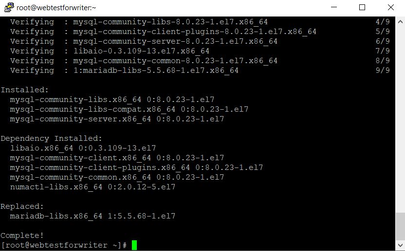 Proses install mysql centos 7 bisa dilanjutkan setelah installasi di server berhasil